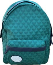 Image of Emporio Armani Backpack All-Over Logo Print Green New RRP £200