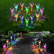 Image of 10/20/24x Solar Powered Colour Changing LED Garden Stake Lights Patio Lawn Décor