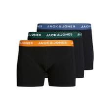 Image of Jack & Jones Cotton Stretch Jacclor Junior Trunks 3 Pack - Black with color wa