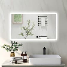 Image of Bathroom Mirror with LED Light Demister Pad Anti-fog Touch Switch Wall Mounted