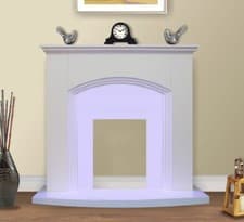 Image of Kirkdale Complete Modern White Inset Electric Fire Surround Fireplace - No Fire