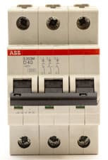 Image of ABB MCB 40 AMP 40A D40 CURVE D TRIPLE POLE 3P MCB S203MD40 2CDS273001R0401