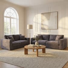 Image of Deluxe Velvet Fabric Large Fullback Sofa 2+3 Seater Removable Couch Seat&Covers