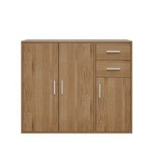 Image of Wooden Sideboard Storage Cupboard Living Room Cabinet with 3 Doors and 2 Drawers