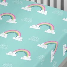 Image of Bedlam Kids Rainbow Unicorn Easy Care Fitted Sheet Single Multi Bedding Decor UK