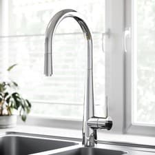 Image of Chrome Single Lever Pull Out Monobloc Kitchen Mixer Tap - Enza Olney OLNSLCHRPO