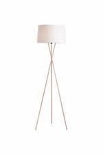 Image of Modern Copper Finish Tripod Floor Lamp with White Fabric Shade Indoor Lighting
