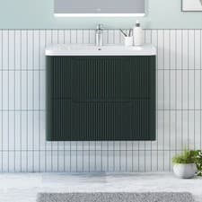 Image of 600/700/800mm Bathroom Wall Mounted Vanity Unit Furniture Cabinet 2 Drawer