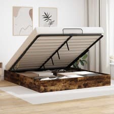 Image of Ottoman Bed Frame Smoked Oak 203 x 160 x 25 cm Engineered Wood