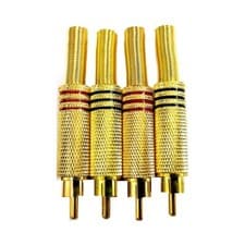 Image of GOLD RCA PHONO MALE PLUG - 2 BLACK + 2 RED - WILL ACCEPT UP TO 7mm CABLE