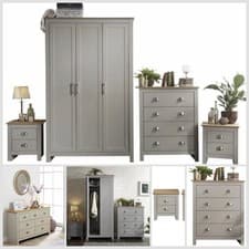 Image of Lancaster Range 3 / 4 Piece Bedroom Furniture Set Wardrobe 4 Drawer Chest Grey