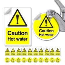 Image of Caution Hot Water Safety Signs Stickers 20pcs Self Adhesive Vinyl - 6.5cmx 9.5cm