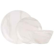 Image of 12 Piece Marble Dinner Set Porcelain Dinnerware Tableware Plates Bowls Crockery