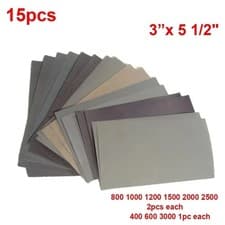 Image of 400 600 3000 800 1000 1200 1500 2000 2500 Grit Wet & Dry Sandpaper 15pcs/Set