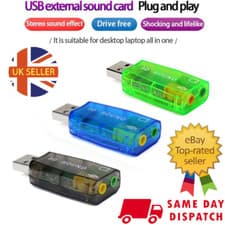 Image of USB to 3.5mm MIC Headphone Jack Stereo Headset 3D Sound Card Audio Adapter PC UK