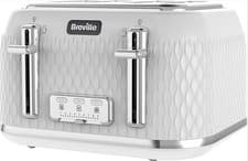 Image of Breville Curve 4 Slice Toaster White Chrome High Lift Wide Slots VTT911