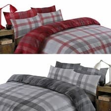 Image of OHS Boston Brushed Cotton Duvet Cover Pillowcase Flannelette Bedding Set
