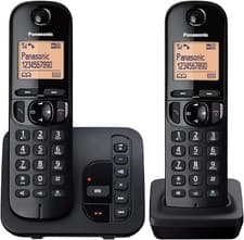 Image of Panasonic KX-TGC222EB DECT Cordless Phone with Answering Machine, 1.6 Inch Easy-