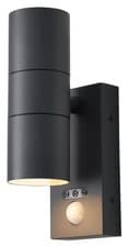Image of Outdoor Light Grey Leto Double Spot IP65 Anthracite PIR Motion Sensor Zink