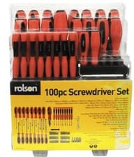 Image of Rolson 28895 Screwdriver Set 100 Piece - Red/Black