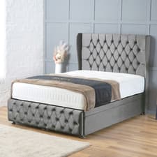 Image of CHESTERFIELD DOUBLE DIVAN OTTOMAN LIFT UP BED STORAGE BED PLUSH VELVET HEADBOARD