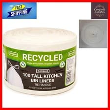Image of 100 Unscented Tall Kitchen Bin Liners - Fits 50L Bins, Eco-Friendly Design