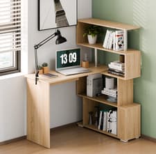Image of MONDEER Office Desk w/ 360° Adjustable Shelve Computer Corner Desk L-Shaped