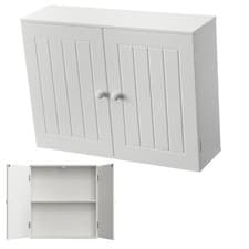 Image of Bathroom Wall Cabinet Storage Organiser Kitchen Cupboard, 2 Door White MDF