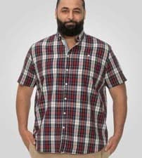 Image of D555 Duke Big Mens Red Check Shirt Short Sleeves 2XL 3XL 4XL 5XL 6XL (101712)