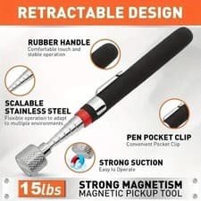 Image of EXTRA STRONG 15LB MAGNETIC PICK UP TOOL LONG REACH EXTENDING TELESCOPIC MAGNET