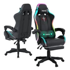 Image of PORIYA Gaming Chair Ergonomic Office Computer Chair w/ Footrest RGB LED Light
