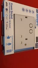 Image of British General Square Edge Double Switched 13A Power Socket with Smart Home