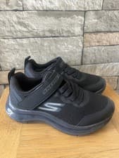 Image of Skechers Kids Trainers Dynamatic Black Adjustable Hook & Loop Boys Girl Shoes   