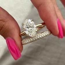 Image of 3.85 Ctw Oval Cut Moissanite Bridal Set Engagement Ring 14K Yellow Gold Plated
