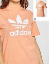 Image of Womens adidas Originals HN Logo T-Shirt Ladies adidas Chalk Coral