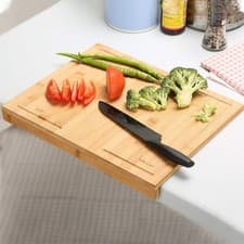 Image of Bamboo Counter Edge Chopping Board Kitcheb Secure Wooden Kitchen Cutting Boards