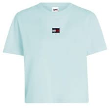 Image of Tommy Jeans women's t shirt pale blue TJW CLX BADGE tshirt DW15640 shimmering...