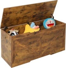 Image of Children's Wooden Toy Box Chest Kids Storage Bench Flip Top Lid & Safety Hinges