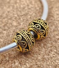 Image of 2 X Authentic Elegant Flower Gold Spacer European Charm Beads Lot