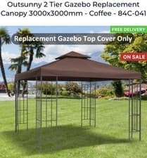Image of Outsunny 2 Tier Gazebo Replacement Canopy3000x3000mm - Coffee - 84C-041