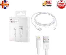 Image of Genuine Apple Lightning to USB-A Cable (1M) Fast Charging Lead for iPhone 8–14