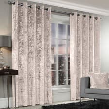 Image of Thick Velvet Blackout Curtains Ring Top Pair With Eyelet Ready Made Fully Lined