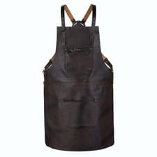Image of Genuine Leather Apron Pockets Cowhide Canvas Butcher Cheff BBQ Home Apron