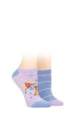 Image of Womens No Show Socks, Plain Patterned and Striped Bamboo 2 Pair Multipack - Elle