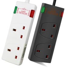 Image of 2 Way Gang Surge Protected Mains Extension Lead UK Plug Cable Electric Sockets