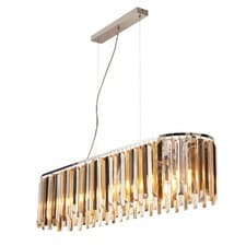 Image of 8 Lights Chrome Finish Ceiling Fitting Pendant Bar Light with Glass Prisms Shade