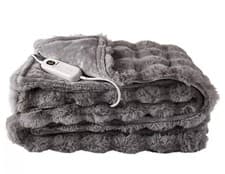 Image of StaySnug Heated Throw Faux Fur Bubble Electric Blanket Luxury 9 Heat Grey