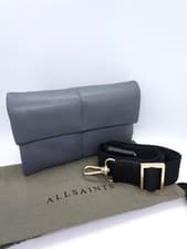 Image of BNWT AllSaints Ezra Quilt leather cross-body bag handbag grey black All Saints