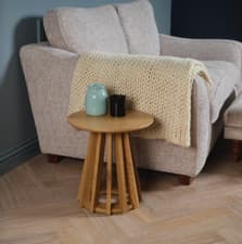 Image of Round Open Panelled Coffee Table with Angled Base 420mm H x 400mm Diameter