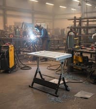 Image of Folding Welding Table Duty Portable Welding Workbench 3 Adjustable Tilt Angles